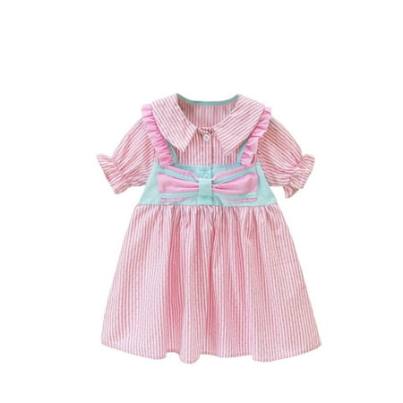 

Simple Long Sleeve Dress Girls Fall Dress Size 7 Kids Toddler Baby Girls Dress Short Bubble Sleeve Bowknot Striped Princess Dress Short Sleeve Dresses Girls 7 8