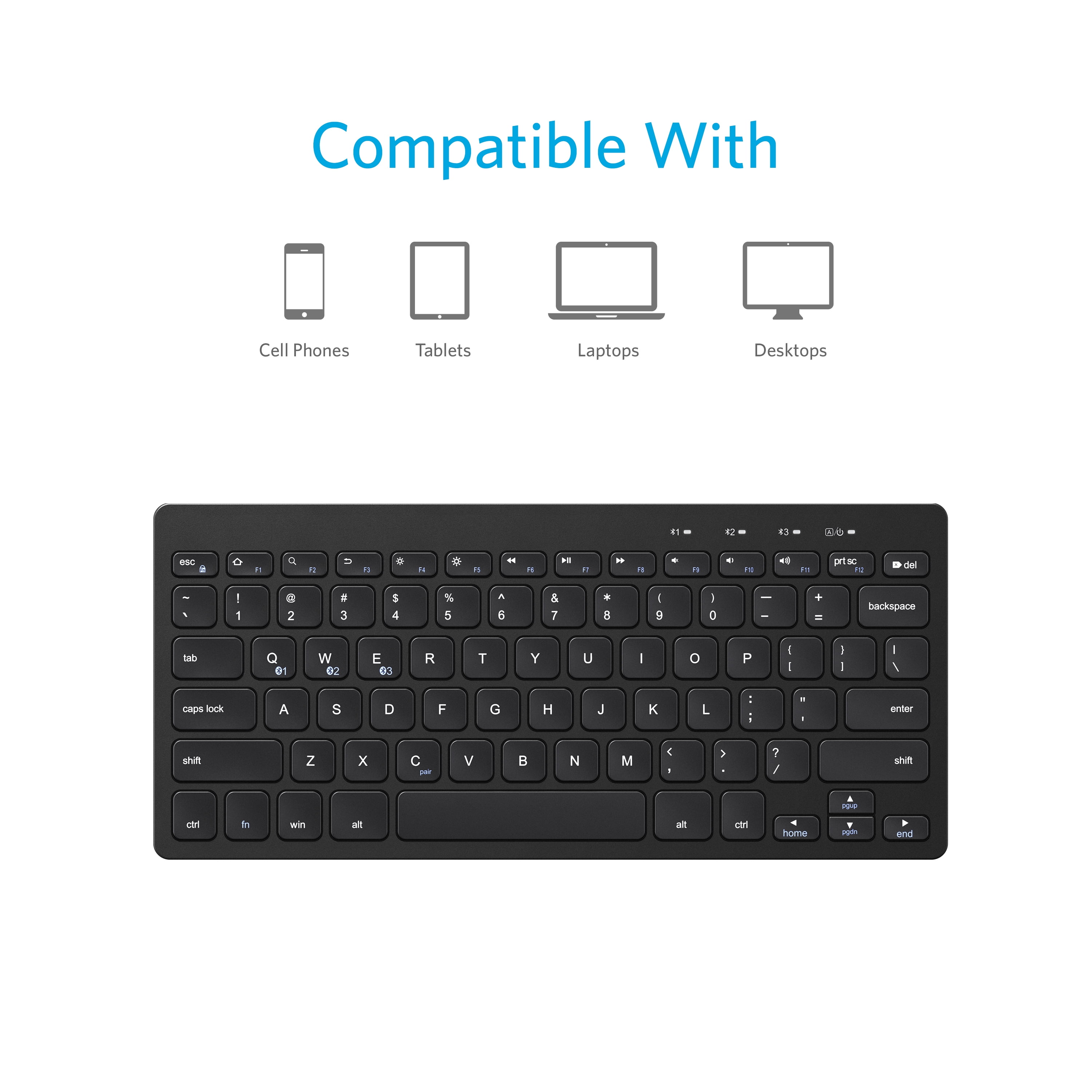 elev Min Se igennem Onn. Compact Wireless Keyboard for Tablets and Smartphones - Walmart.com