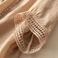 thumbnail image 6 of Short Sleeve Tops for Women Cotton And Linen Crochet Artistic Small Versatile Shirt V Neck Casual Fashion Womens Blouses, 6 of 8