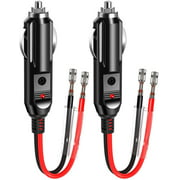 PChero 2pcs 12V Fused Cigarette Lighter Male Plug with Leads & LED Light, 16AWG Car Replacement Cigarette Lighter Plug