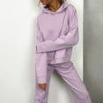 thumbnail image 3 of Admvng Two Piece Sets for Women Casual Solid Color Fleece Long Sleeved Hoodie and Sweatpants Fall Fashion Clothes Tracksuit S-XL, 3 of 3