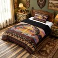 thumbnail image 3 of meiyoeat Rustic Aztec Frame Sunset Bass Fishing Twin Comforter Sets for Men, Lake Wave Wildlife Bedding Set, Brown Gold, Black Reversible, 2-Piece, 1 Comforter and 1 Pillowcase, 3 of 6