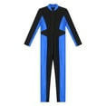thumbnail image 5 of YONGHS Kids Girls Unitard Long Sleeve Zipper Metallic Skating Dance Jumpsuit Full Body Bodysuit Royal Blue 6, 5 of 7
