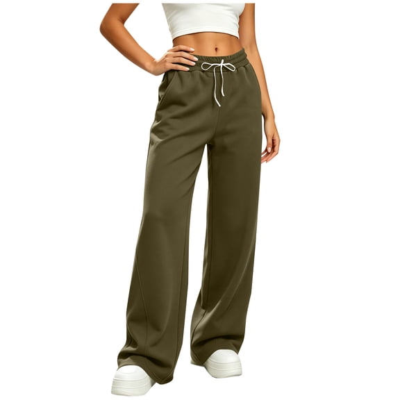 Aezemi Wide Leg Long Sweatpants Womens Drawstring Elastic Waist Casual Fashion Outerwear Trousers Comfy Workout Sports Home Winter Fall Bottoms with Pockets XXL