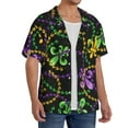 thumbnail image 2 of Sikiie Mardi Gras6 Men's Wrinkle Free Untucked Cuban Shirt Business Casual Button Down Shirts Short Sleeve ShirtX-Large, 2 of 5