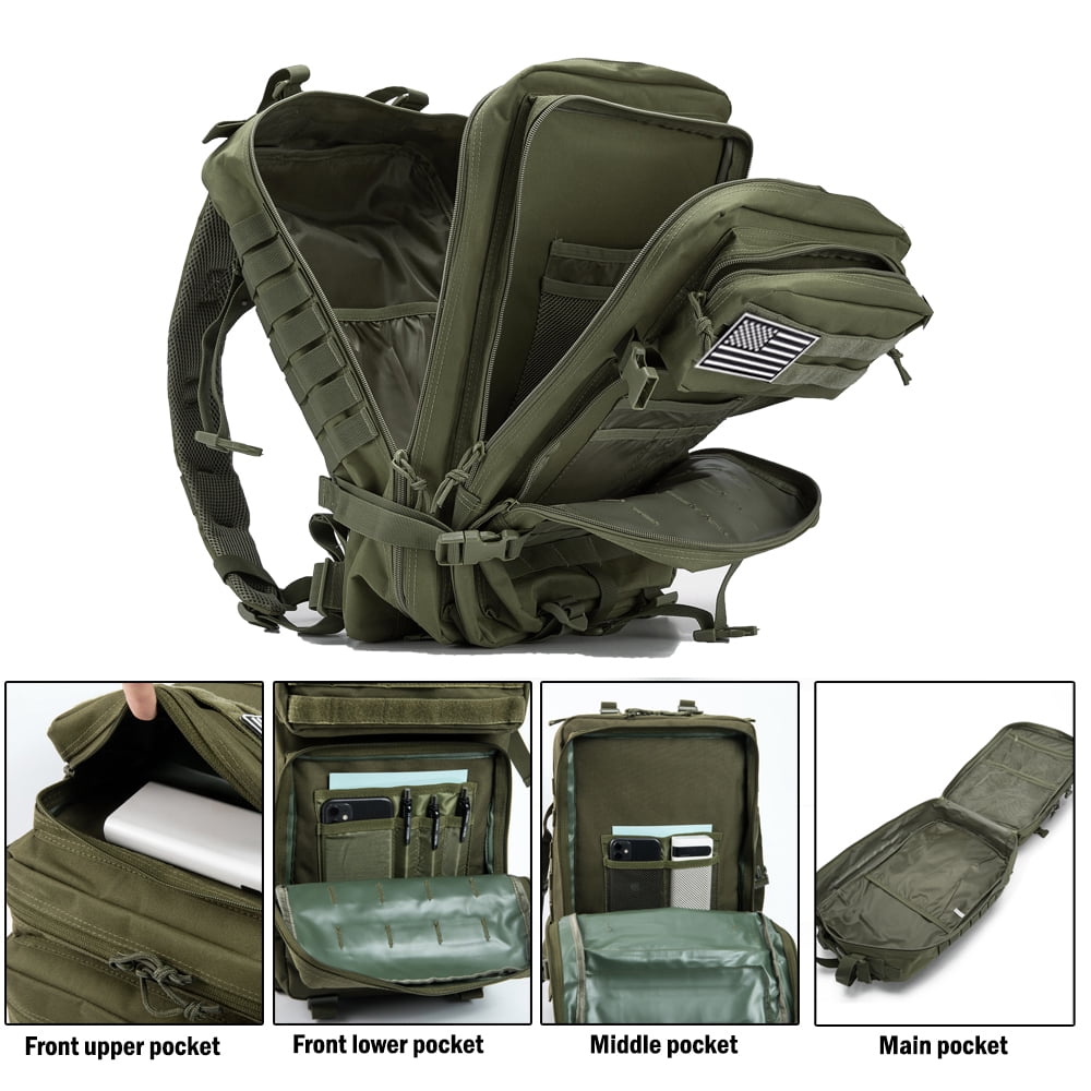 QT&QY 45L Molle Hiking Backpack for Men, Heavy-Duty 900D Outdoor Travel Daypack & Camping Work Bag