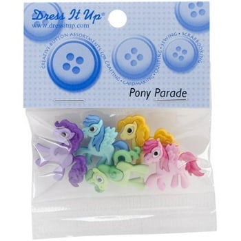 Dress It Up Buttons, Pony Parade, Kids Craft & Sewing Embellishments, Plastic, 5 Pcs.