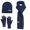 Navy, variant on PureCasa Scarf Hat Gloves Set for Women, Ribbed Knit and Waffle Knit Warm All-Season Winter Accessories Three-Piece Set for Women