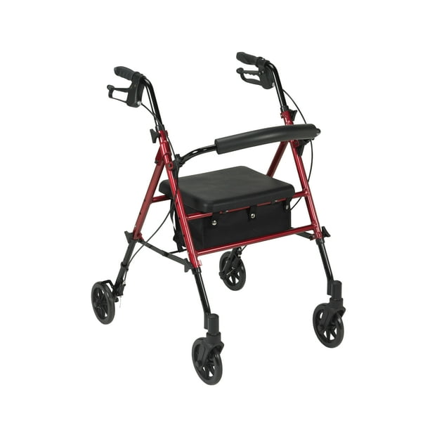 Drive Medical Adjustable Height Rollator Rolling Walker with 6" Wheels