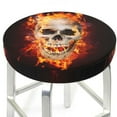 thumbnail image 3 of Kll Satanic Skull In Flames In The Darkness Round Bar Chair Cushion Cover 13 Inch,Bar Stool Protector With Elastic, Soft Washable, 3 of 7