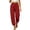Red, variant on Qingpeng Womens Textured Woven Jogger Pants Elastic Drawstring High Waisted Side Hidden Pockets Button Decor Cuff Loose Summer Casual Trousers