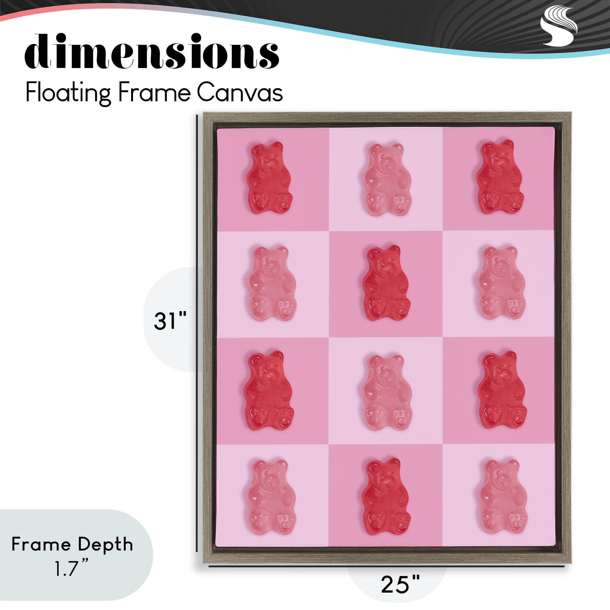 Stupell Industries Pink & Red Candy Bears Brown Framed Floater Canvas Wall Art, design by LISH Creative
