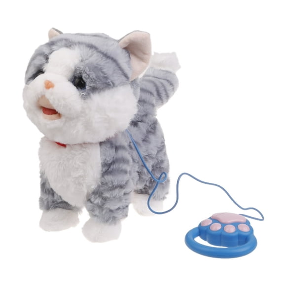 HLONK Electric Singing Cat Toy Walking with Leash Rope Talking Kitten Toy Lovely Music Toy Toddler Crawling Toy