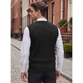 thumbnail image 3 of DARING DIVA Men's Solid Cable Knit V-Neck Ribbed Pullover Sweater Vest M Black, 3 of 7