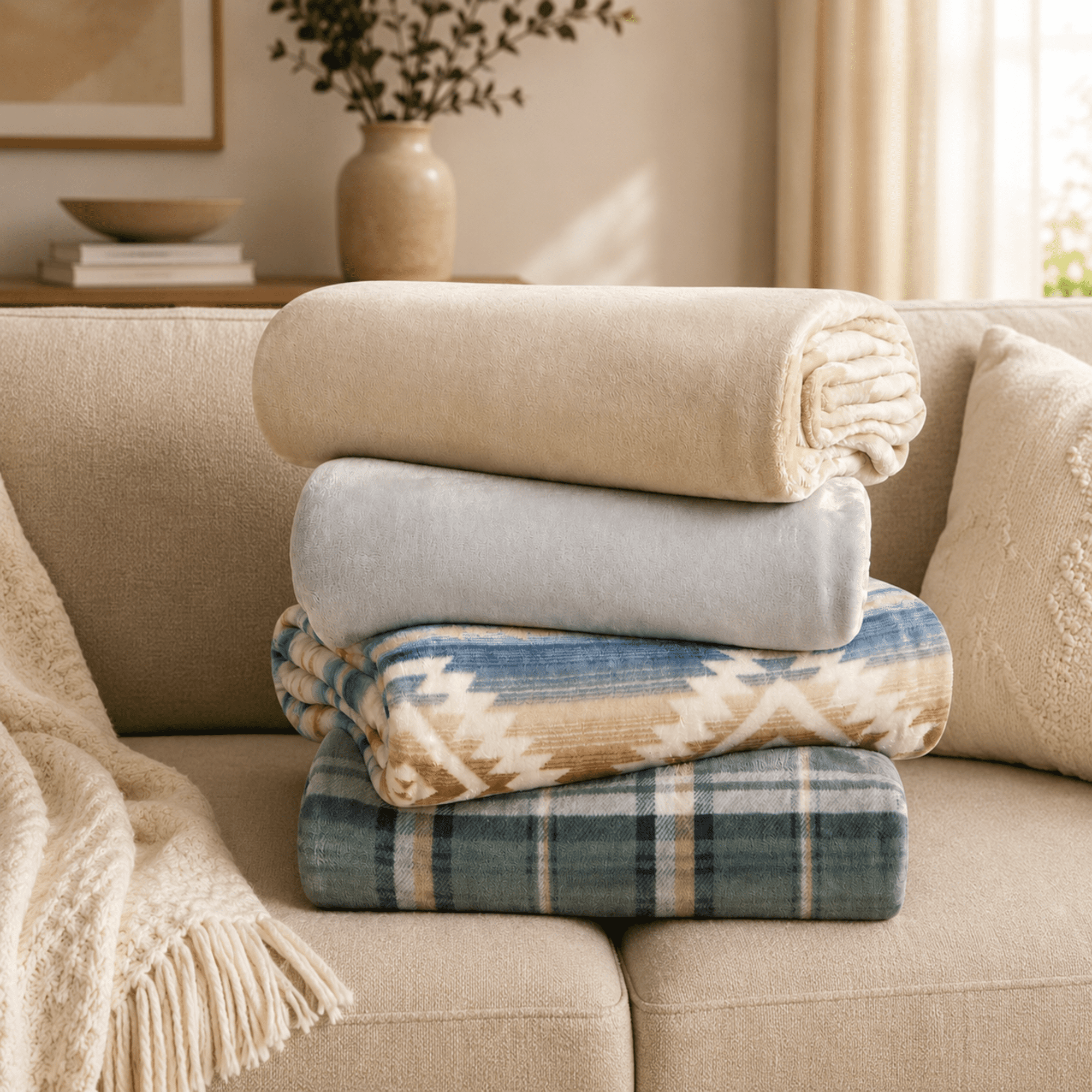 Dearfoams Huge Southwestern Print Family Blanket, Multicolor, 84 x 104 in