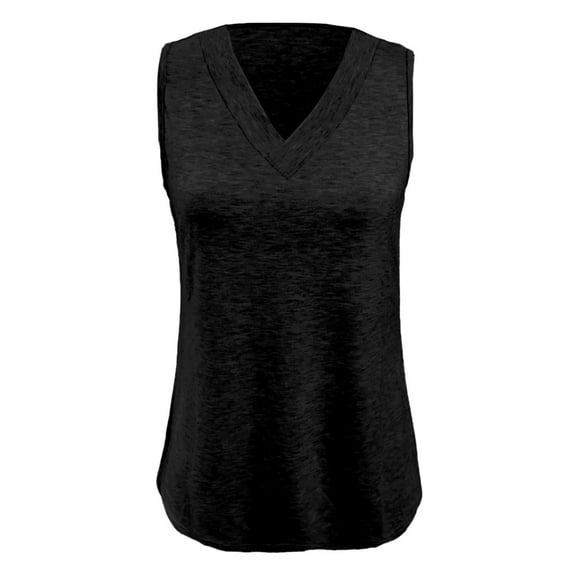 WOYY Little Girls Summer V Neck Tank Top Solid Color Relaxed Fit Sleeveless Shirt Tops