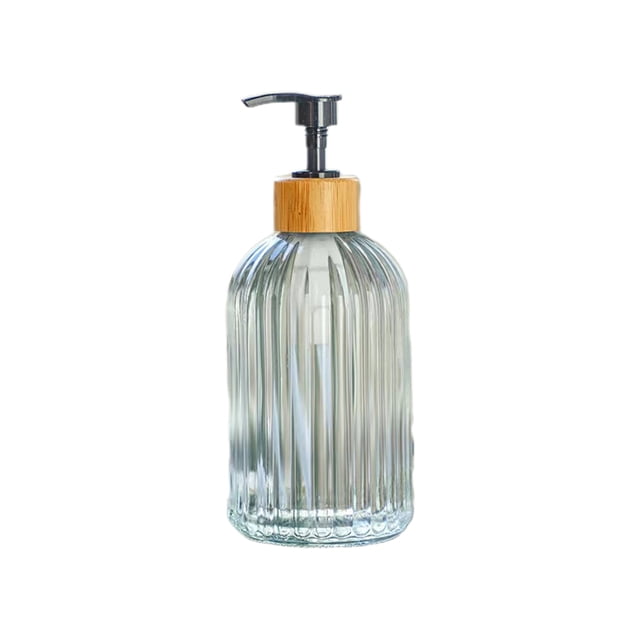 Dispensador de jabón vertical de vidrio Dealovy, dispensador de jabón de manos para baño con bomba, botella dispensadora de jabón transparente para baño para jabón de manos, lavavajillas o loción.