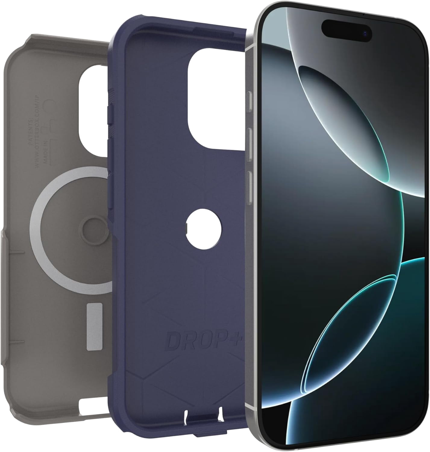 OtterBox iPhone 16 Pro (Only) - Commuter Series MagSafe Case - Fogbound Blue (Grey & Blue) - Built-in Magnets - Slim & Tough - Pocket-Friendly - with Port Protection