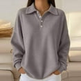 thumbnail image 4 of Tdoqot Womens Sweatshirts With Collar- Lapel Long Sleeve Casual Loose Fit Spring Shirts Gray Size 3XL, 4 of 5