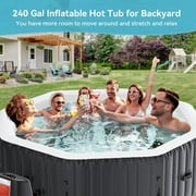 Outdoor Inflatable Hot Tub for 6 to 8 Person Polygon - 77L Portable Hottub Spa with Pool Heater, Blow Up Spa Bathtub with 130 Soothing Bubble Air Jets, Cover, 2 Filter, 240 Gallon