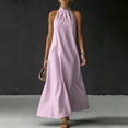 thumbnail image 2 of YuXingFu Mother Of The Bride Dresses for Women Maxi Crew Neck Plus Size Womens Dress Sleeveless with Pocket Long Casual Summer Purple XL, 2 of 5