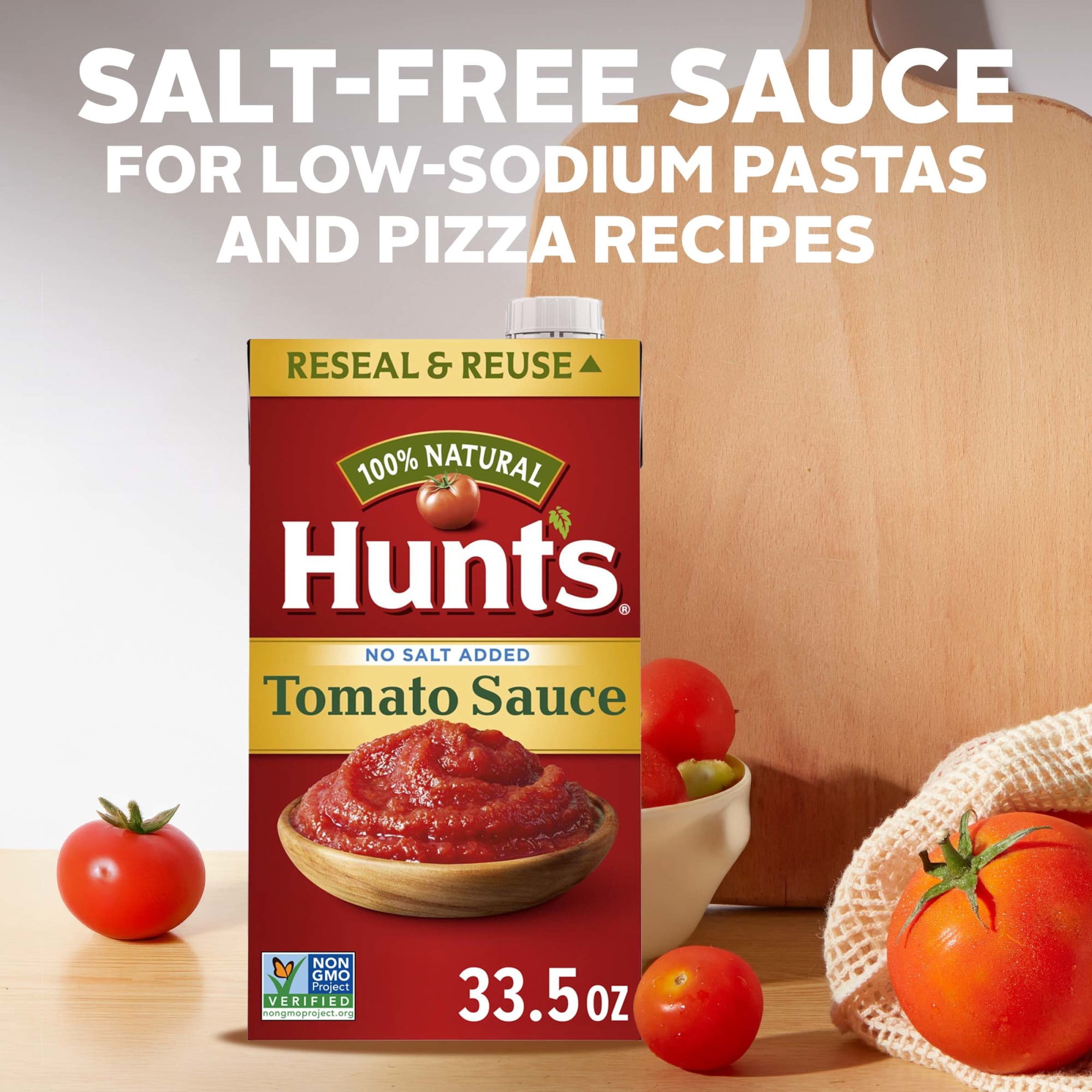 Hunt’s No Salt Added Tomato Sauce, 33.5 oz. Carton