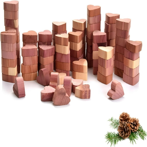 LAMIRO Natural Aromatic Red Cedar Blocks For Closet And Drawer Freshness,Solid Smooth Polished,Ideal Gift For Home Protection Against Moths And Insects (100PCS)