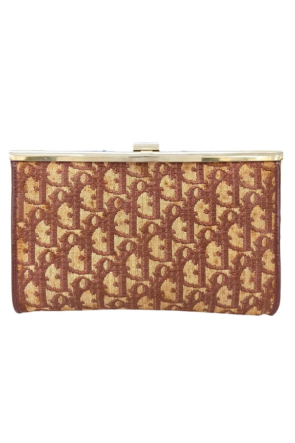 Pre-Owned Christian Dior Dior Old Clutch Bag, Canvas, Brown, Women's, Trotter Pattern