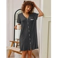 thumbnail image 3 of Ekouaer Nightgowns for Women Button Down Pajamas Tops Short Sleeve Sleepwear V-Neck Sleepwear, 3 of 7