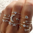 thumbnail image 2 of Silver Color Crystal Rings Set for Women, Cubic Zirconia Moon Arrow Flower Heart Finger Wedding Rings, Female Fashion Jewelry 18127, 2 of 6