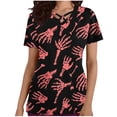 thumbnail image 1 of Tops Cortos para las Mujeres, Halloween Impreso en Cuello en V con Bolsillo, Moda Casual Manga Corta, 1 of 5
