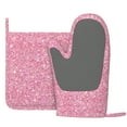 thumbnail image 3 of Kll Glitter Pink Oven Gloves And Pot Holders Grill Gloves - Oven Gloves And Pot Holders, Non-Slip Cooking Gloves With Recycled Pads, 3 of 9