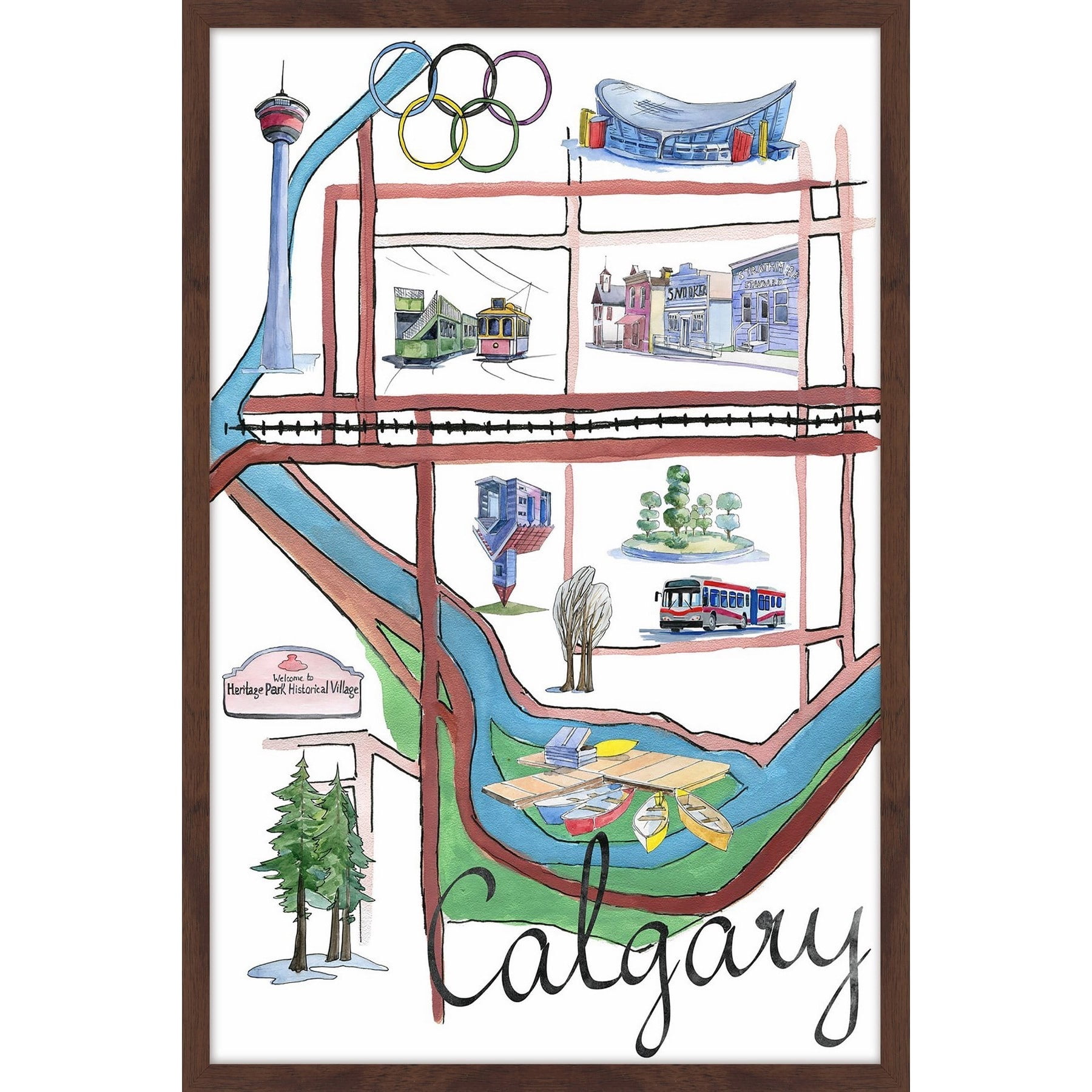 "Calgary Olympics 2" Framed Painting Print