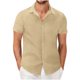 thumbnail image 2 of pstuiky Camisas de manga corta para hombre, Camisa informal de verano para hombre, de color liso, de manga corta y con solapa y botones. camisetas de hombre s, 2 of 6