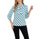 thumbnail image 2 of Blusa de cuello con lazo y puños elásticos impresos para mujeres INSPIRE CHIC XS azul cielo, 2 of 5