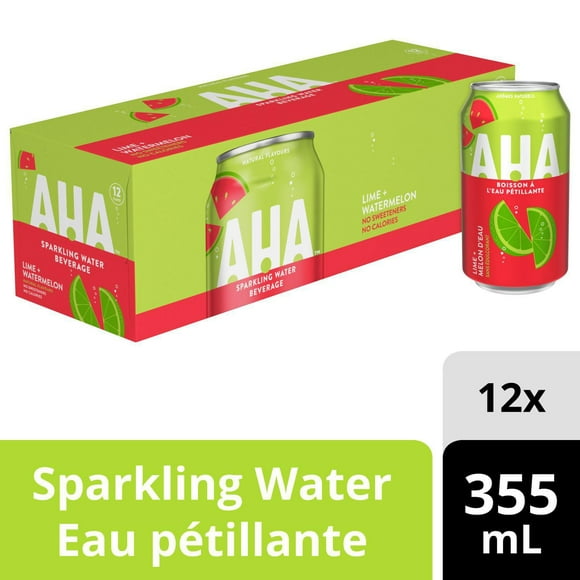 AHA Lime + Watermelon Sparkling Water 355mL cans, 12 pack, 12 x 355 mL