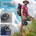 thumbnail image 3 of HYEASTR Solar Camping Fan Battery Operated, 10000mAh Rechargeable Portable Desk Fan with 4 Speeds and 3 Brightness Level, LED Fan with Timer for Picnic Travel Tent Barbecue Fishing - Black, 3 of 8