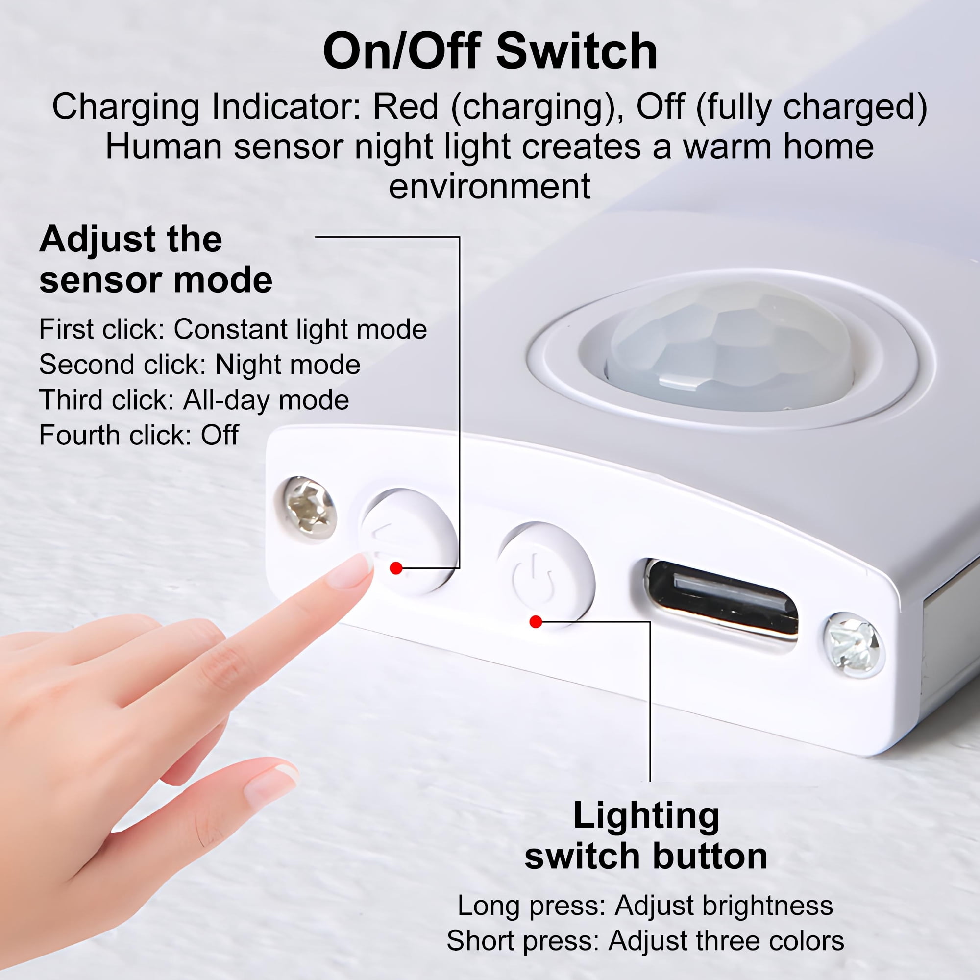 INSMART 4-Pack Under Cabinet Lights with 40 LED, USB Rechargeable Motion Sensor Closet Lighting for Kitchen Wardrobe, 3-Speed Dimming, No Wiring, Magnetic Strip (7.9in)