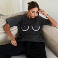 thumbnail image 4 of Camiseta negra con diamantes de imitación para mujer, ropa de calle de algodón, camisetas suaves de marca para mujer, 4 of 5