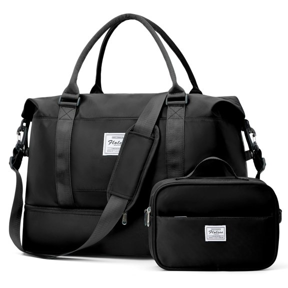 Bolsa de viaje Sunmop Weekender Bag con compartimento para zapatos, 30 litros, color negro