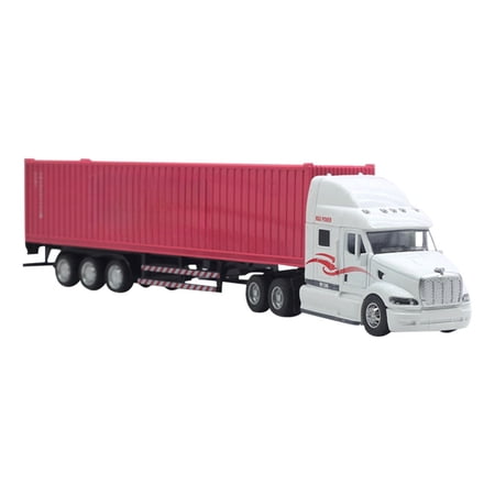 1/48 Scale Container Semi Truck Toy, Transport Box Trucks and Trailer Model for Kenworth W900 for Boys Childs Christmas Birthday Gifts- Red