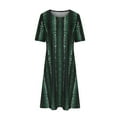 thumbnail image 4 of Henpk Summer Dresses for Women Striped T Shirt Dress Casual Midi Dress Short Sleeve Sundress with Pockets Round-Neck Fashion Casual Temperament Pullover Short Sleeve Print Casual Loose Pocket Green L, 4 of 8