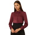 thumbnail image 1 of Camisa Casual de Negocios Allegra K de satén de manga Larga con Botones Y Cuello en Punta para Mujer L, 1 of 6