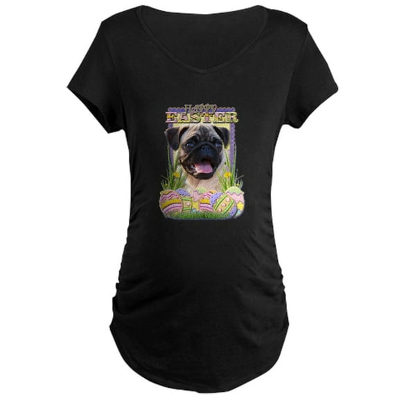 CafePress - Easter Egg Cookies Pug Maternity Dark T Shirt - Maternity Dark T-Shirt