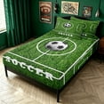 thumbnail image 3 of meiyoeat Minimalist Soccer Zipper Twin Comforter Sets with Fitted Sheet and 2 Pillowcases for Boys, Field Ball Sport Zipper Bedding Set, Green, Black Reversible, 4 Pieces, 3 of 7