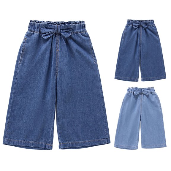 MuXiKeJi Clothes Girls Y2K Jeans Baggy Thin Knot Decor Loose Wide Leg Denim Pants Summer Casual Bottoms for Toddler Kids Girls Jeans Pants