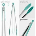 thumbnail image 3 of U-Taste Kitchen Tong for Cooking, 480ºF Heat-Resistant Silicone Tips, Extra Long Large Food Tong for Outdoor BBQ Grilling Grabbing, 16in, Aqua Sky, 3 of 10