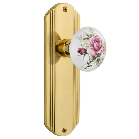 Nostalgic Warehouse Decros_Prv_234_Nk Vintage Porcelain Painted Rose Privacy Door Knob Set