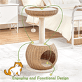 thumbnail image 4 of Yaheetech 29" Tall Rattan Cat House with Soft Cushion & Scratching Post, Beige, 4 of 10