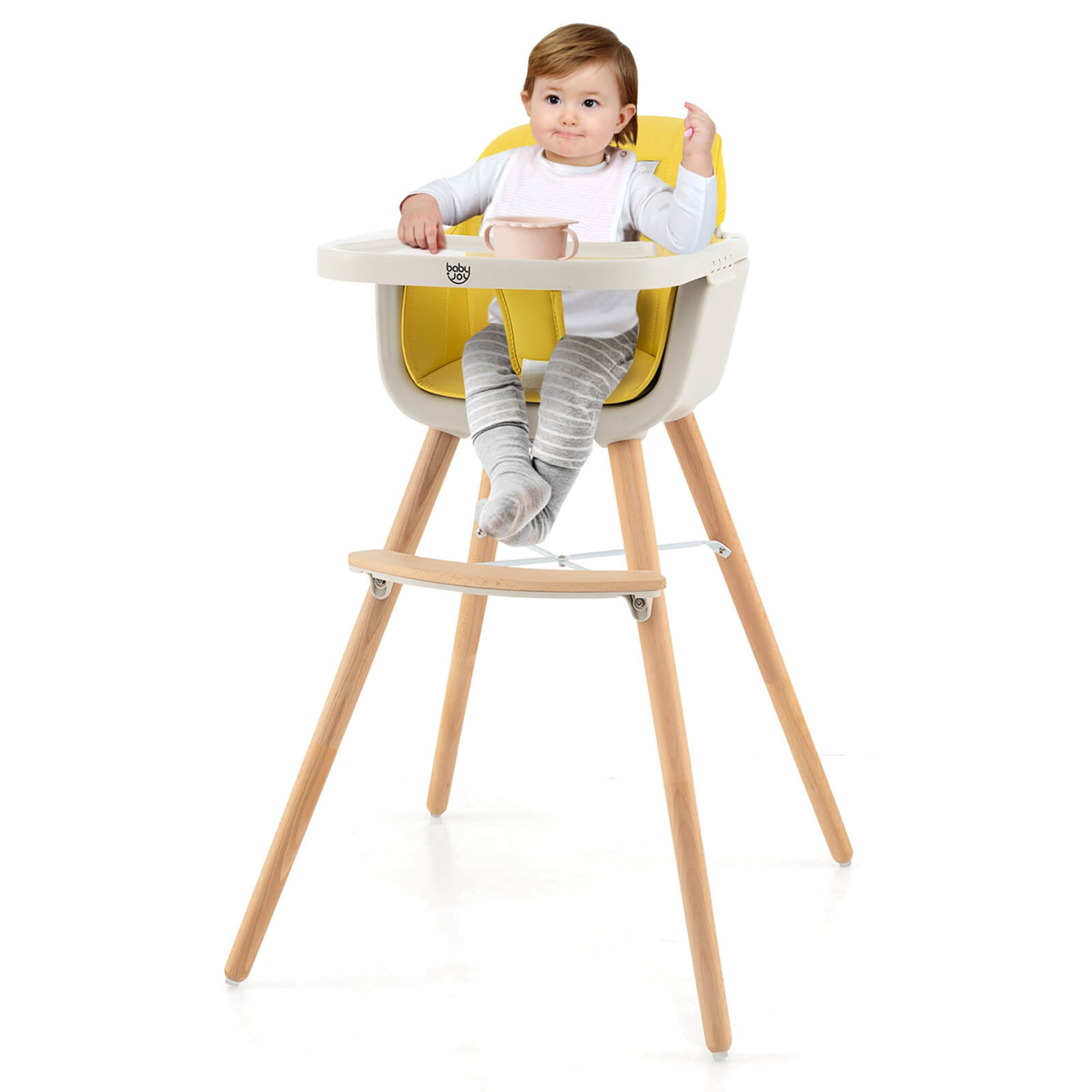 Babyjoy 3 in 1 Convertible Wooden High Chair Toddler Feeding Chair with Cushion Yellow Shop Black Friday Deals for 2024 Walmart